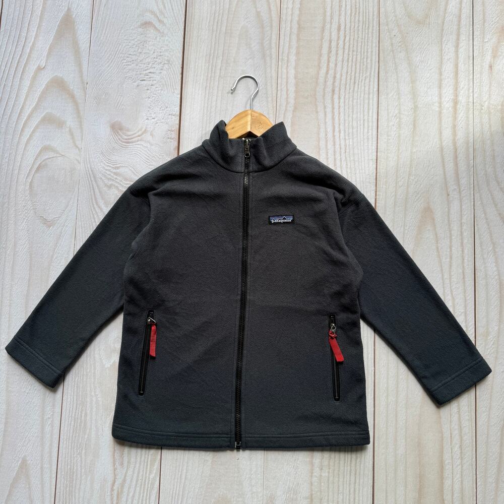 Patagonia Boys Size M (10) Windproof Full Zip Fleece Sweater Jacket Gray